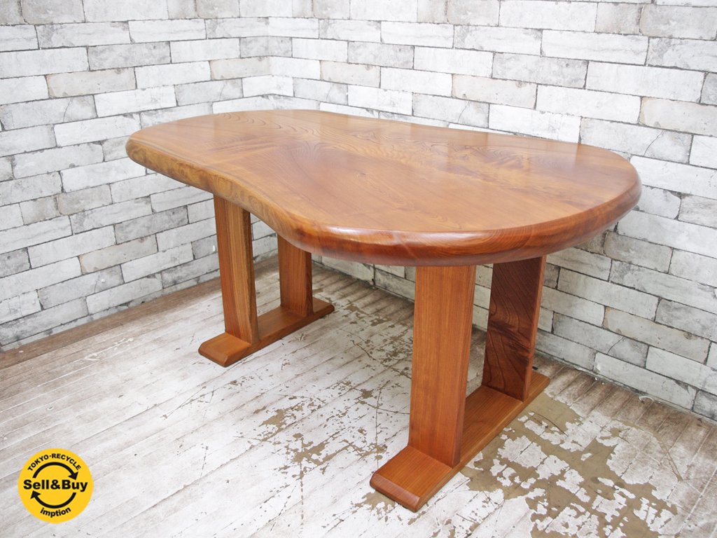 BC工房 欅無垢材 一枚板 ダイニングテーブル カフェテーブル 作業台 美品 ●