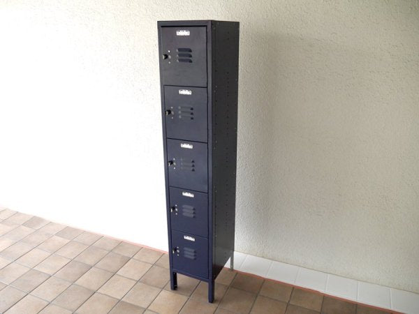 パシフィックファニチャサービス P.F.S 取扱 USA リオン LYON 5段スチールロッカー 5-TIER LOCKER 希少 各段プレート付 スチールキャビネット インダストリアル ◇