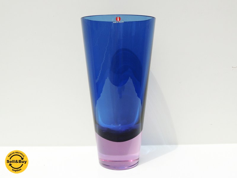 イッタラ iittala ベース ブルー&バイオレット ビンテージ タピオ・ウィルカラ Tapio Wirkkala 三角シール ●