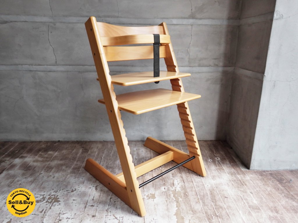 ストッケ STOKKE トリップトラップ TRIPP TRAPP 新型 キッズ ベビーチェア チェリー材 プラスチック ガード ベルト グライダー 付き♪