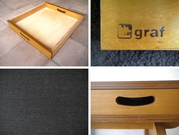 グラフ graf ナラティヴ Narrative シリーズ 3/6 ベンチ 2シーター 抽斗付き シナ材 L.ブラウン ワックス仕上げ 定価¥108,150~113,400- 長椅子 引出付き ◇