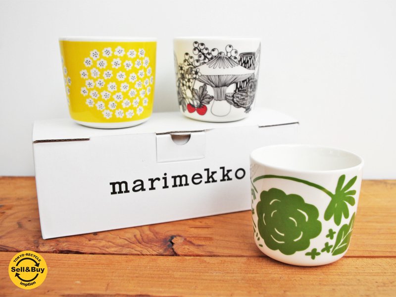マリメッコ marimekko ラテマグ 3客セット PUKETTI VELJEKSET ONNI ●