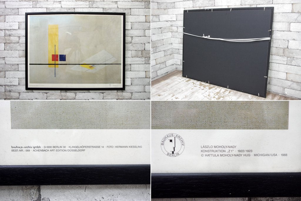 ラースロー・モホリ=ナジ Laszlo Moholy-Nagy KONSTRUKTION “Z1” ポスター 額装 バウハウス Bauhaus ドイツ ●