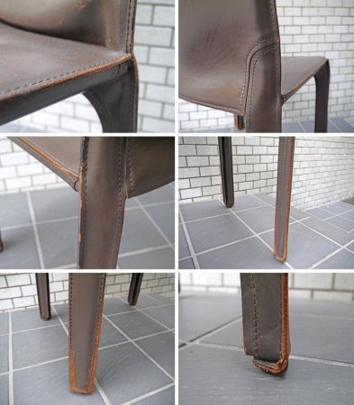 カッシーナ イクスシー Cassina ixc. 412 キャブ CAB アームレスチェア 本革 ブラウン マリオ・ベリーニ デザイン イタリア モダン ■