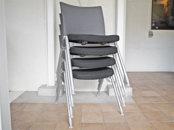 内田洋行 UCHIDA 美品 スタッキングチェア MX-340 ブラック ×2脚セット ( 1脚=¥44,100- ) ミーティングチェア / オフィスチェア B ◇