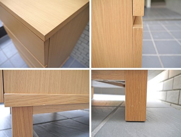 無印良品 MUJI 木製チェスト 4段 オーク材 スリム フルオープン ナチュラルウッド シンプルモダンデザイン 美品 ■
