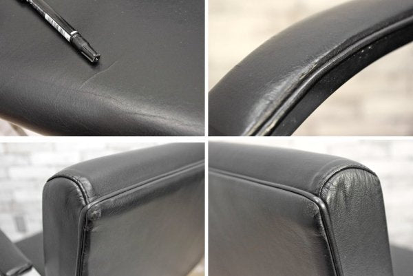 ミース・ファン・デル・ローエ デザイン ブルーノ brno フラットバー アームチェア ブラック カンティレバーチェア リプロダクト品 A ●