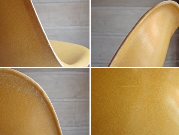 ハーマンミラー Herman Miller サイドシェルチェア 2ndビンテージのFRP製オークルライトシェル x 1stタイプ エッフェルベース チャールズ&レイ イームズ ♪