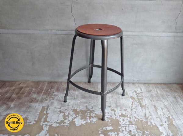 MIJL ニコルチェア NICOLLE CHAIR 60 グレー スチール ハイスツール 専用牛革シートパッド付き ザ・コンランショップ THE CONRAN SHOP 取扱い A ♪