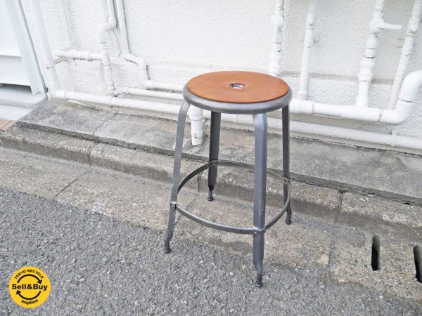 ニコルチェア NICOLLE CHAIR 60 グレー スチール ハイスツール 専用牛革シートパッド付き コンランショップ THE CONRAN SHOP 取扱い 総額:35,940円 B ◇