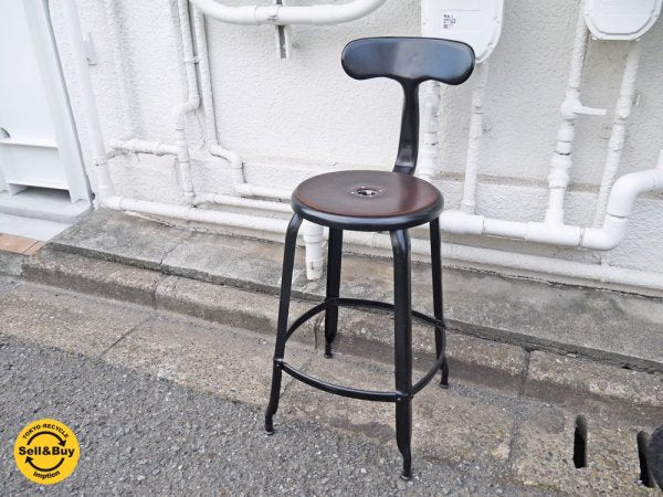 ニコルチェア NICOLLE CHAIR 60 ブラック スチール ハイチェア 専用牛革シートパッド付き ザ・コンランショップ THE CONRAN SHOP 取扱い 総額:46,440円 B ◇
