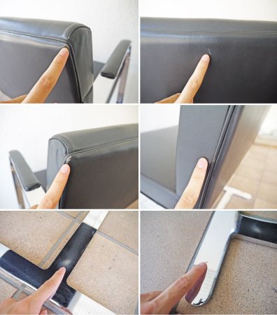 ミース・ファン・デル・ローエ デザイン ブルーノチェア Brno Chair フラットバー アームチェア ブラック カンティレバーチェア アームパッド付き バウハウス リプロダクト品 A ◇