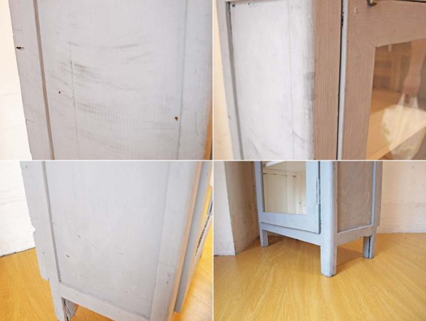 シャビーシック Shabby chic スリム ガラス キャビネット Slim galass cabinet グレーペイント ケビント ★