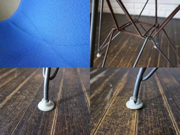 ハーマンミラー Herman Miller サイドシェルチェア 現行 FRP製 アプホルスター ウルトラマリンダーク エッフェルベース パーチメントエッジ イームズ ◎