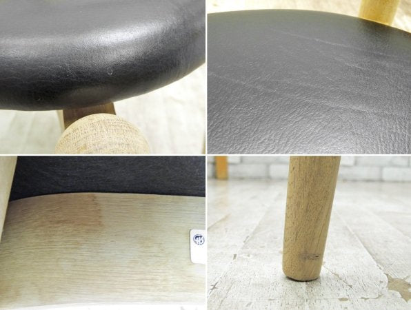 カールハンセン&サン Carl Hansen & son エルボーチェア CH20 オーク材 ソープ仕上げ ブラックレザー ハンス・J・ウェグナー 北欧家具 A ●