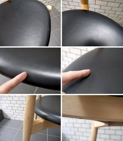 カールハンセン&サン Carl Hansen & son エルボーチェア CH20 オーク材 ソープ仕上げ ブラックレザー ハンス・J・ウェグナー 北欧家具 ■