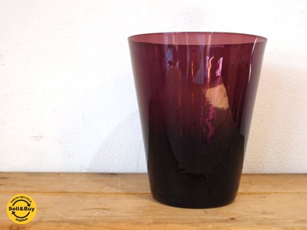 ヌータヤルヴィ Nuutajarvi #3400 ベース vase フラワーベース 花瓶 ガラス パープル カイ・フランク Kaj Franck ★