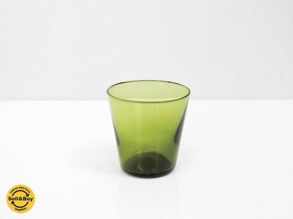 ヌータヤルヴィ Nuutajarvi イッタラ iittala カイ・フランク Kaj Franck ビンテージ マウスブロー カルティオ Kartio グラス オリーブ ●