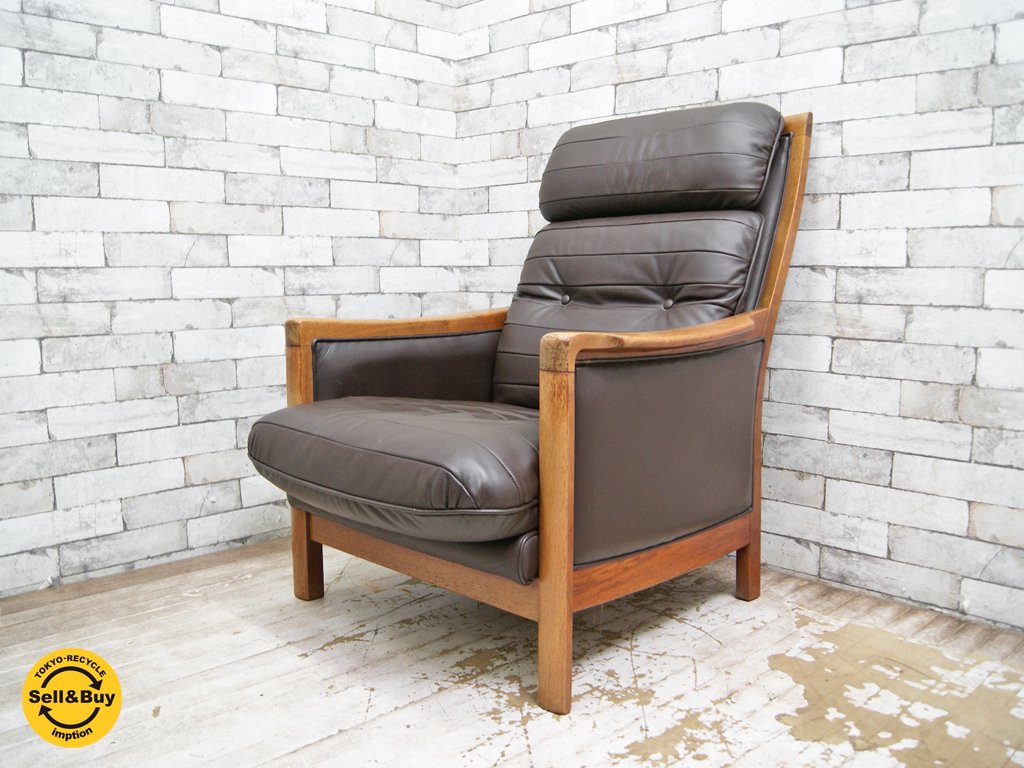 maruni オールドマルニ 木工 レマン 本革 1人掛けソファ イージーチェア