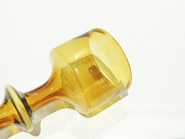 ヌータヤルヴィ Nuutajarvi Hyrrä KF245 フラワーベース カイ・フランク Kaj Franck ビンテージ アンバー シール付き ●