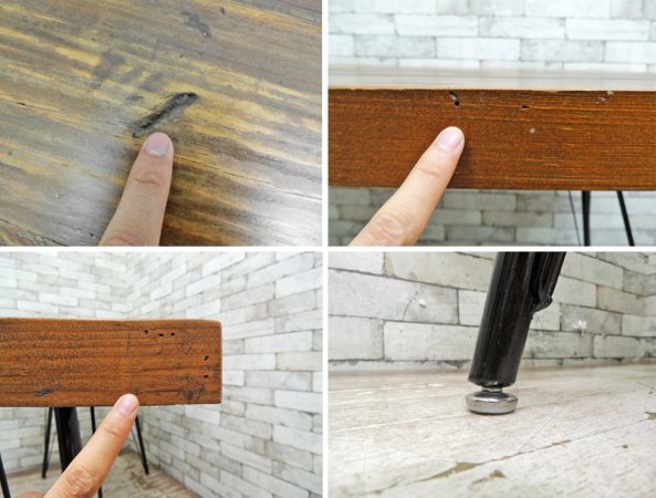 クラッシュゲート CRASH GATE ノットアンティークス Knot antiques フランク3 FRANK III ダイニングテーブル パイン古材 鉄脚 W135cm ●