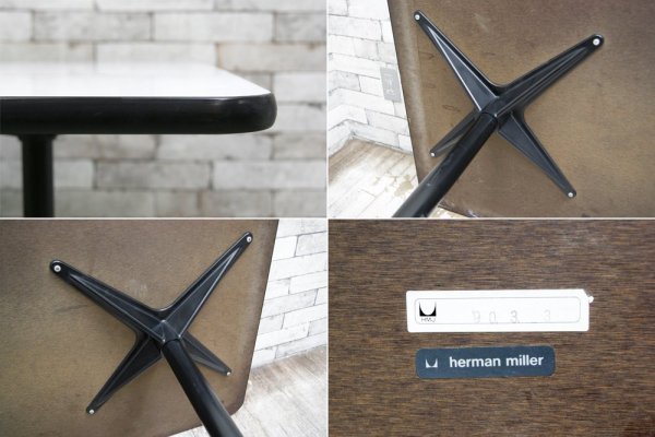 ハーマンミラー HermanMiller コントラクトテーブル ダイニングテーブル デスク レクタングル ホワイト w140cm C&R イームズ ミッドセンチュリー ●