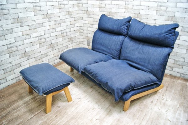 無印良品 MUJI ハイバック リクライニング ソファ オットマン カバーリングタイプ ●