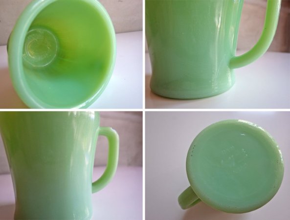 ファイヤーキング FIRE KING ジェダイ Jadeite Dハンドルマグ マグカップ ミルクガラス 1950s ビンテージ ♪