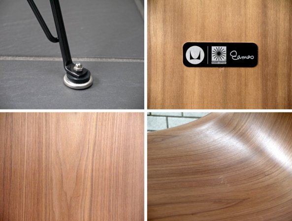 ハーマンミラー Herman Miller サイドシェルチェア DWSR ウォールナット ウッドシェル ブラックエッフェルベース1stタイプ C&R イームズ ミッドセンチュリー ■