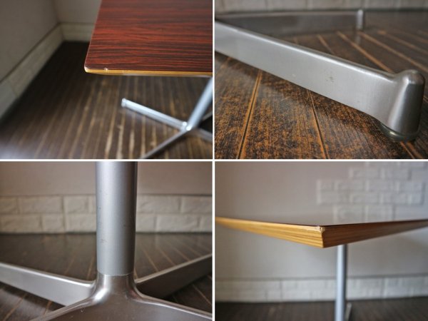 ディーアンドデパートメント D&DEPARTMENT カフェテーブル Cafe Table ローズウッド調天板 クロームメッキ X脚 ミッドセンチュリー ◎