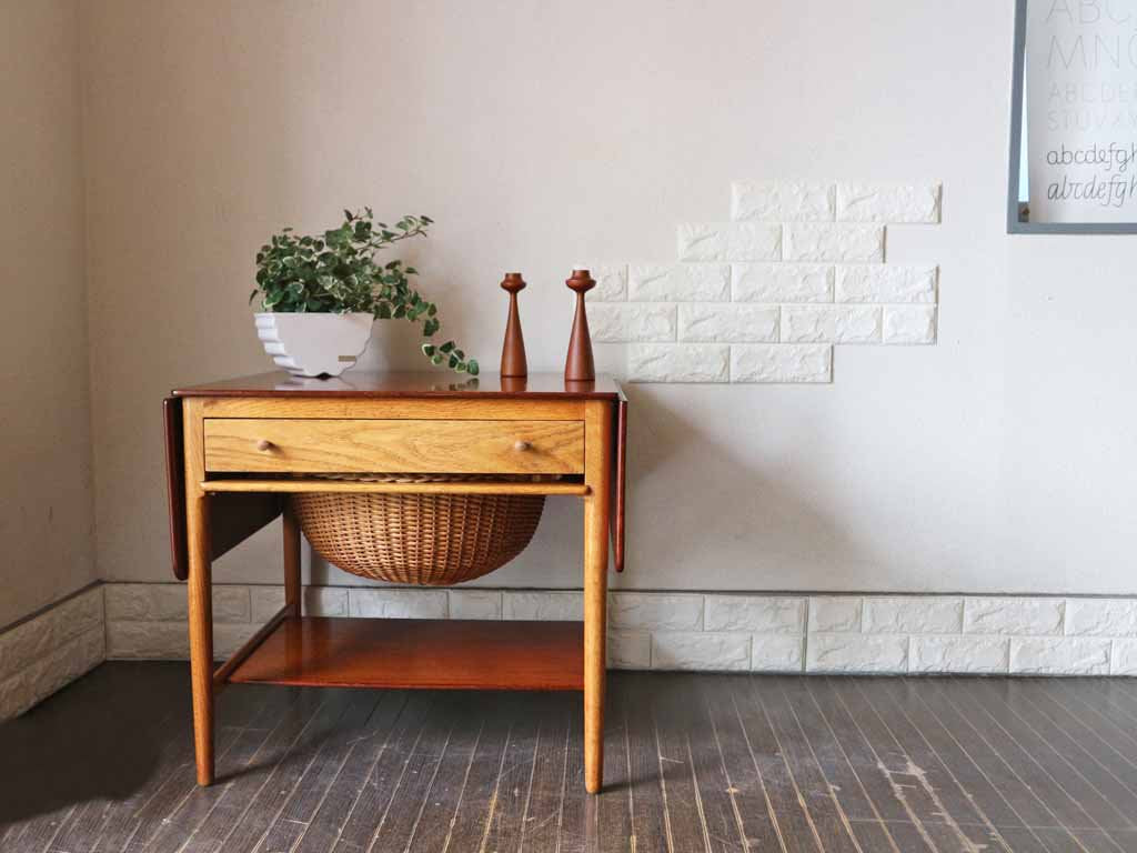 アンドレアス・タック Andreas Tuck AT33 ウェグナー ソーイングテーブル チーク × オーク ハンス・J・ウェグナー Hans.J.Wegner 北欧 ビンテージ ◎
