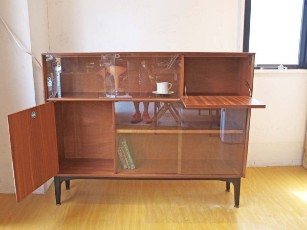 ネイサン Nathan イギリス ビンテージ UK Vintage カップボード 食器棚 本棚 ガラスキャビネット ★