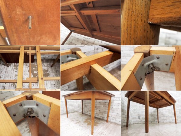 北欧 ビンテージ チーク材 エクステンション EX ダイニングテーブル 伸長式 ●