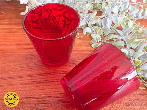 イッタラ iittala カルティオグラス Kartio 廃番カラー レッド カイ・フランク B ♪