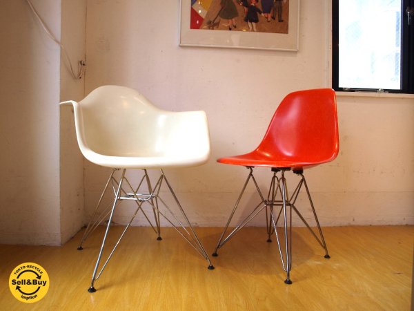 ハーマンミラー Herman Miller サイドシェル チェア 現行 FRP製 オレンジ シェル エッフェルベース DSR イームズ ★