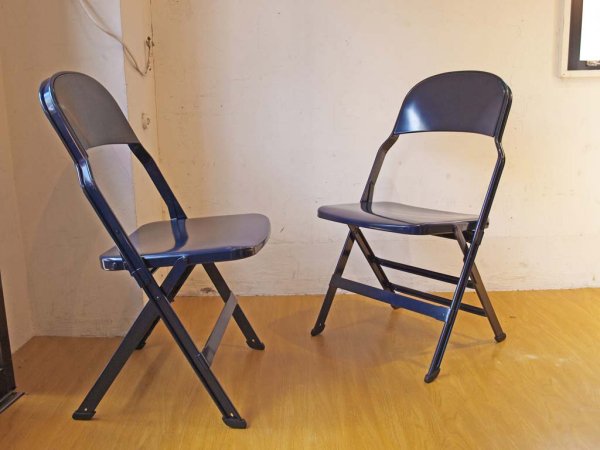 クラリン CLARIN オールスチール フォールディングチェア ALL STEEL ネイビー Navy 折畳チェア PFS取扱 B ★