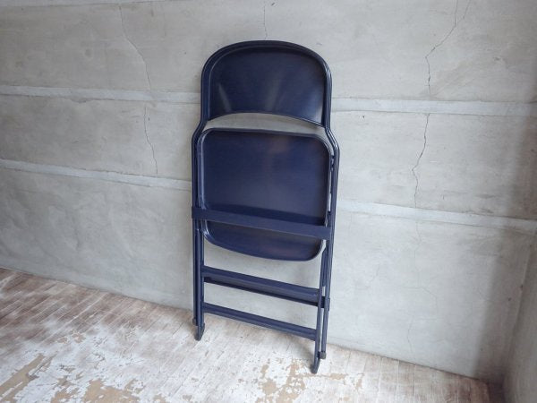 クラリン CLARIN オールスチール フォールディングチェア ALL STEEL FOLDING CHAIR エーシェイプ A shape ネイビー B♪