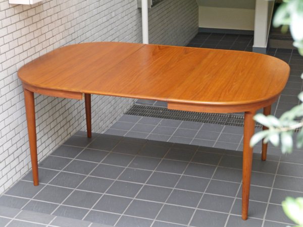 デンマーク ビンテージ チーク材 伸長式 ダイニングテーブル w115-164 北欧家具 ■