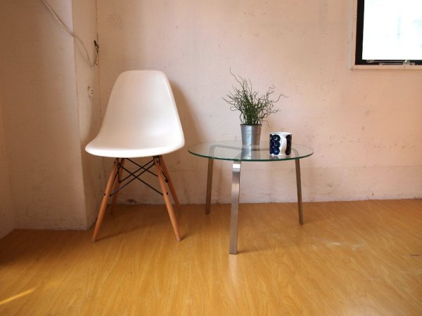 イデー IDEE イール IR サイドテーブル Side table ガラストップ ステンレス フレーム ラウンドテーブル ★