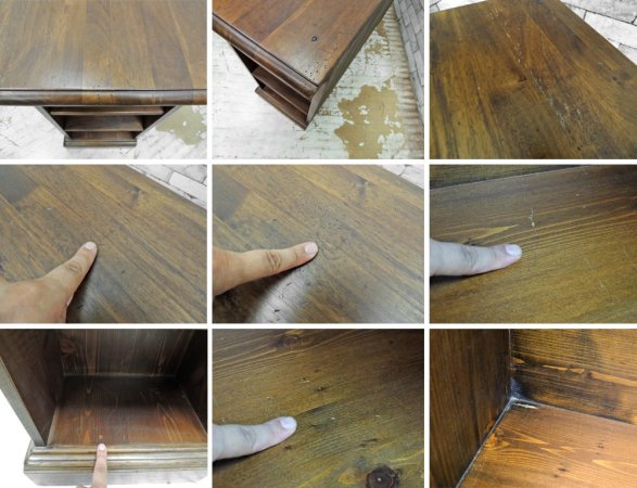 アジアンスタイル サイドボード パイン材 ガラス扉 鍵付 収納家具 ●