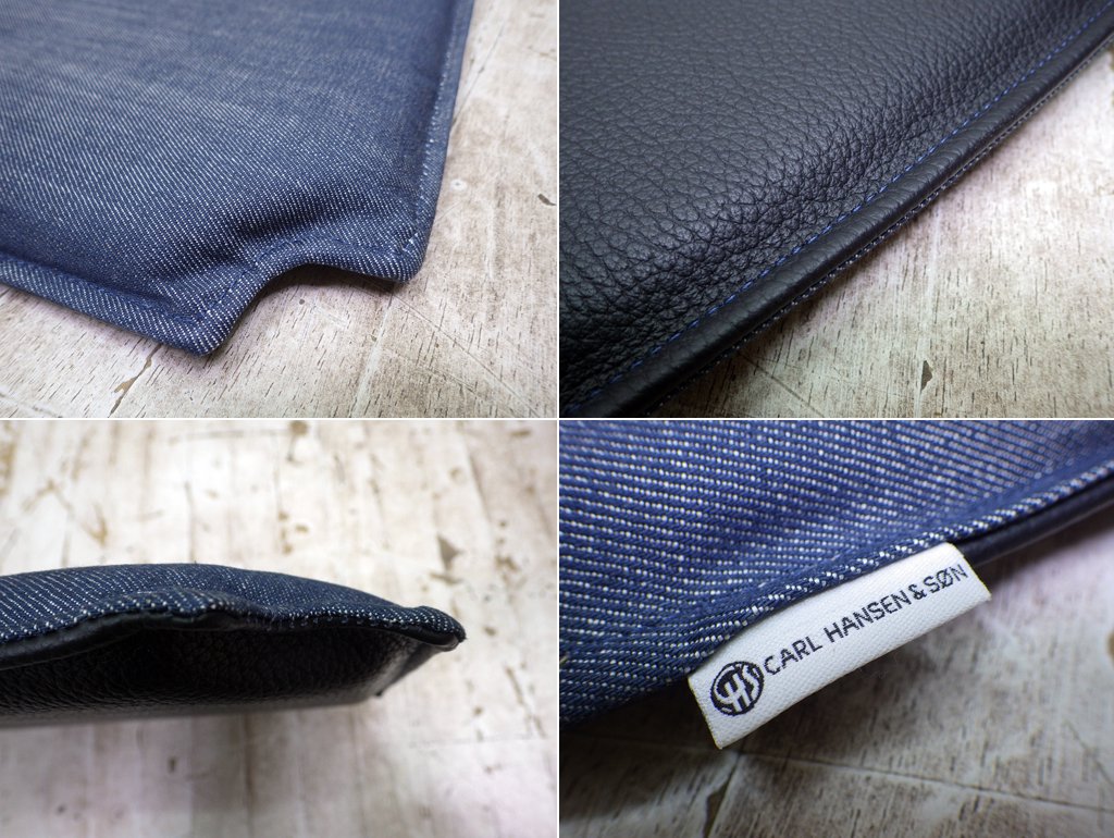 カールハンセン&サン Carl Hansen & Son コンランショップ特注 Yチェア用クッション 未使用 デニム×レザー リバーシブル ●