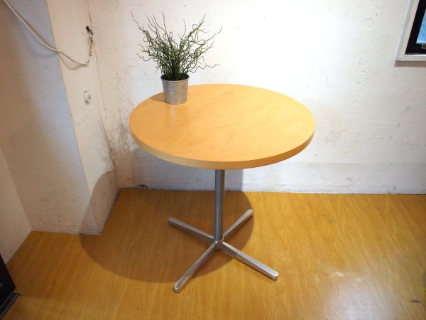 イデーIDEE カフェテーブル メープル材天板×クロームレッグ 組み合わせセミオーダータイプ 廃番品 サイドテーブル ★