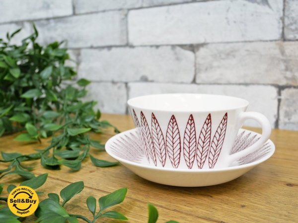 グスタフスベリ GUSTAVSBERG サリックス SALIX ティーカップ&ソーサー レッド 復刻版 未使用品 スティグ・リンドベリ ●
