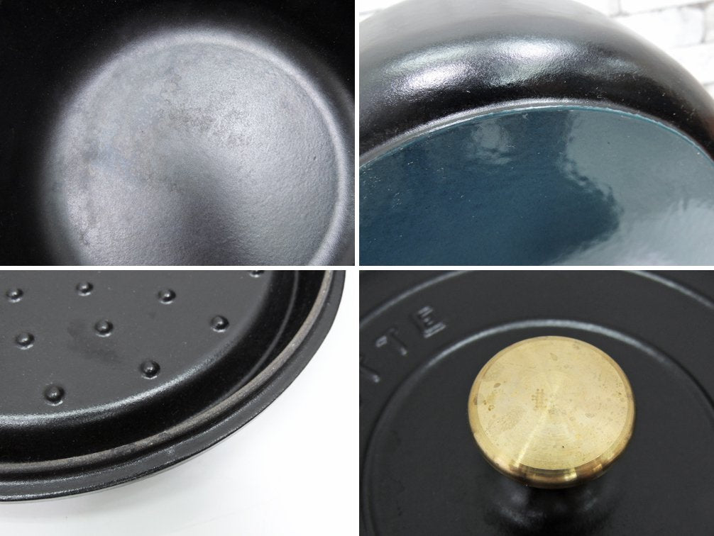 ストウブ Staub ピコ ココット ラウンド 両手鍋 ホーロー鍋 ブラック 26cm 箱付き ●