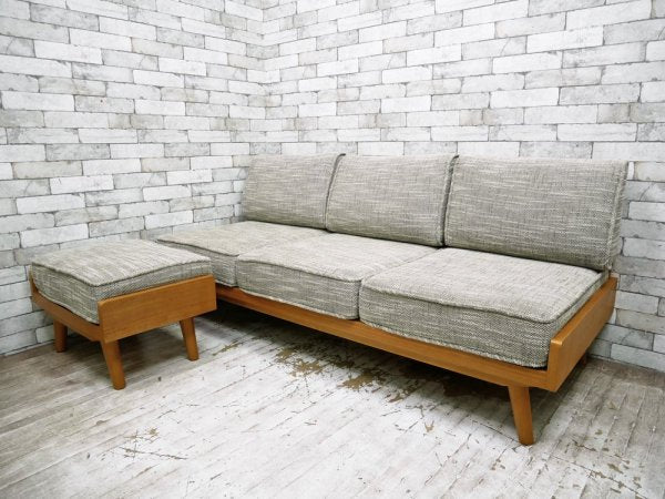 ウニコ unico アルベロ ALBERO 3人掛け ソファ チークカラー グレー ファブリック 北欧ビンテージスタイル ♪