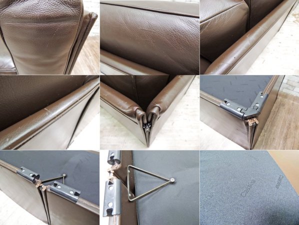 カッシーナ Cassina デュック 3人掛けソファ 405-3P DUC マリオ・ベリーニ Mario Bellini 本革 定価140万円以上 ●