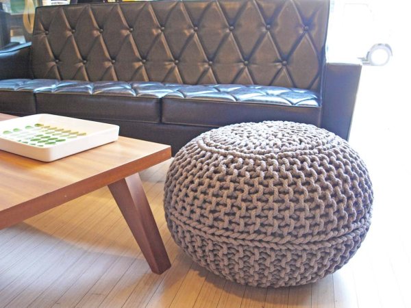 センプレ SEMPRE ニットプフ Lサイズ クッション スツール オットマン ニュートラルグレー 未使用品 ★