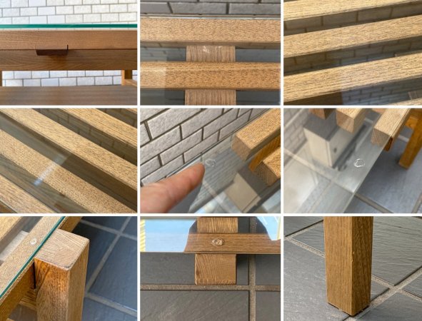 ウニコ unico レイン LIJN ガラストップ×エルムウッド ニレ材 ローテーブル ナチュラル ■