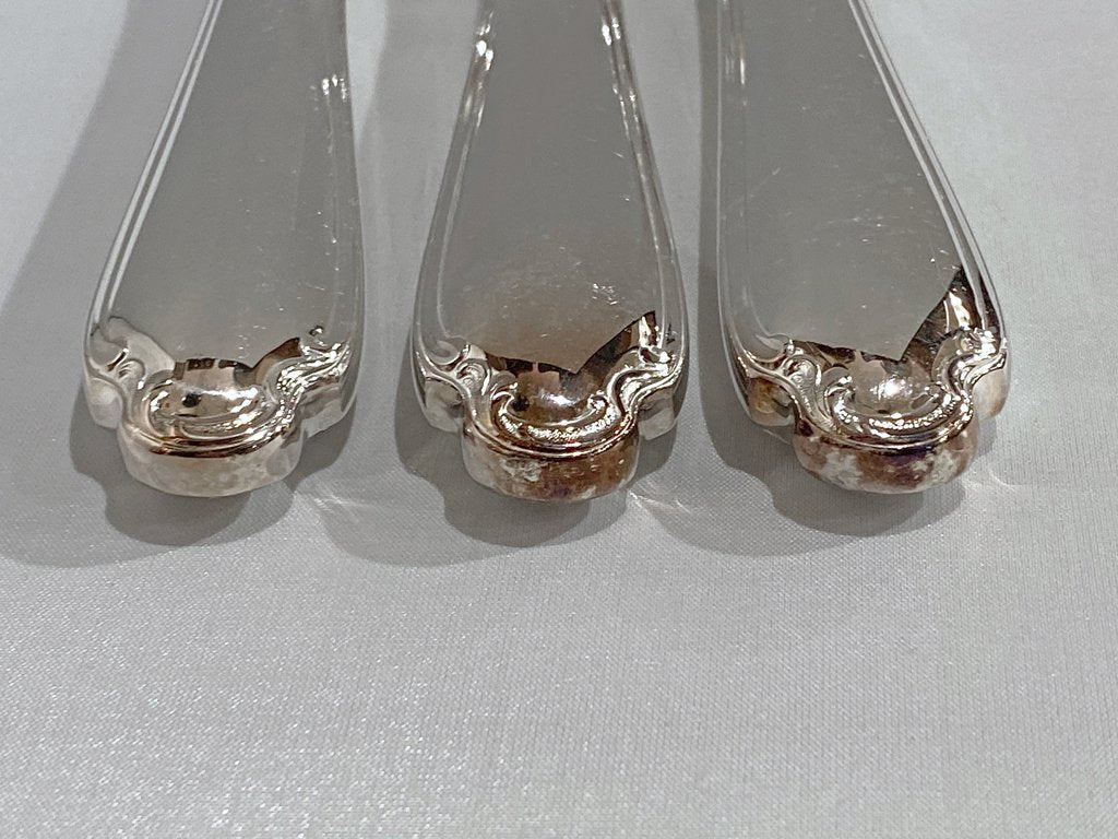 クリストフル Christofle ポンパドール Pompadour カトラリー テーブルナイフ 24.5cm 6本セット フランス 銀食器 廃盤 F ■