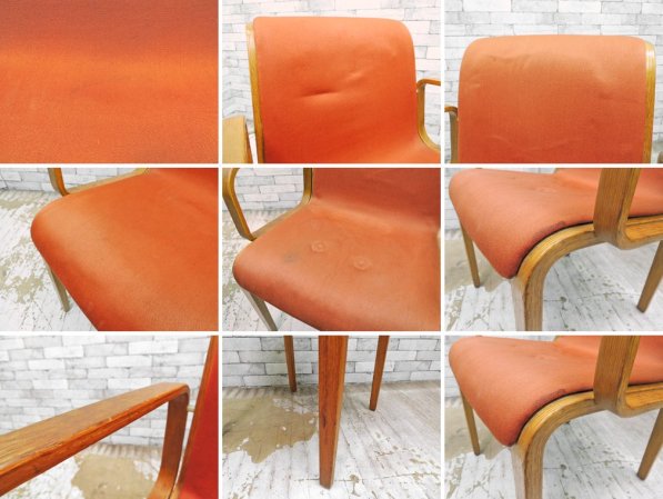 ノル Knoll 1305u ビンテージ アームチェア オーク材 プライウッド 2脚セット ビル・ステファン ノール 現状品 ●
